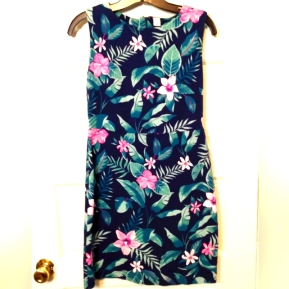 Old Navy Womens Blue Tropical Floral Sleeveless Shift Mini Dress Size M